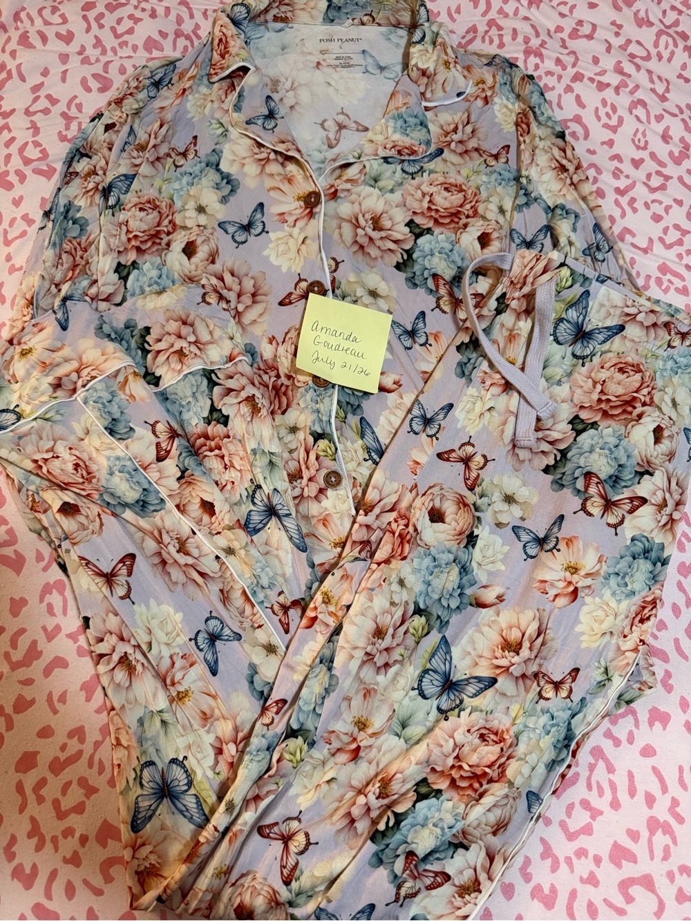 Posh Peanut Floral & Butterfly Pajama Set in Lavender, Pink, Blue
